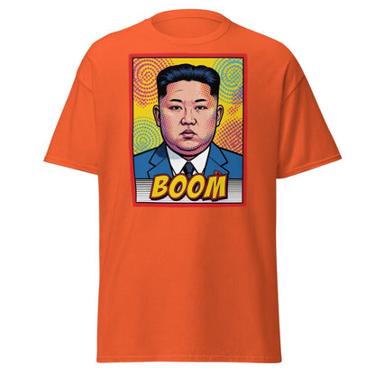 Kim Jong Un BOOM Pop Art T-Shirt | Funny Satire Tee - Orange - TeeRipple