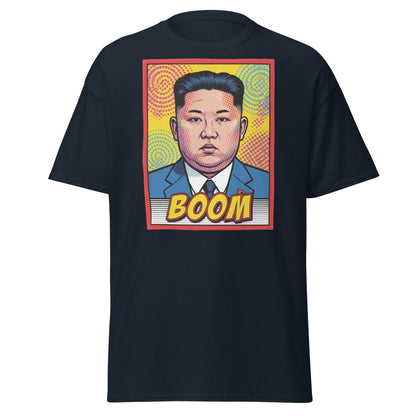 Kim Jong Un BOOM Pop Art T-Shirt | Funny Satire Tee - Navy - TeeRipple