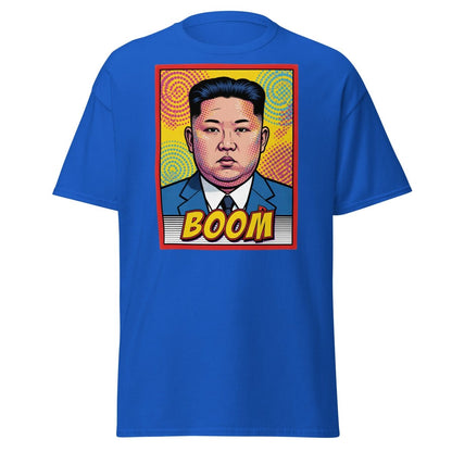 Kim Jong Un BOOM Pop Art T-Shirt | Funny Satire Tee - Royal - TeeRipple