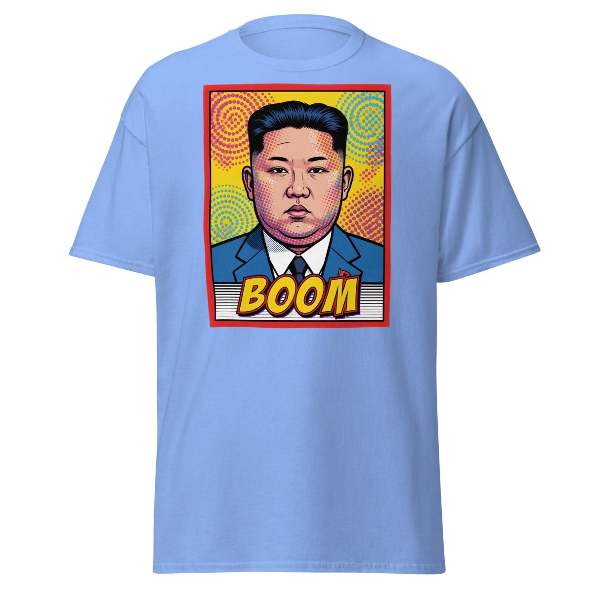 Kim Jong Un BOOM Pop Art T-Shirt | Funny Satire Tee - Carolina Blue - TeeRipple