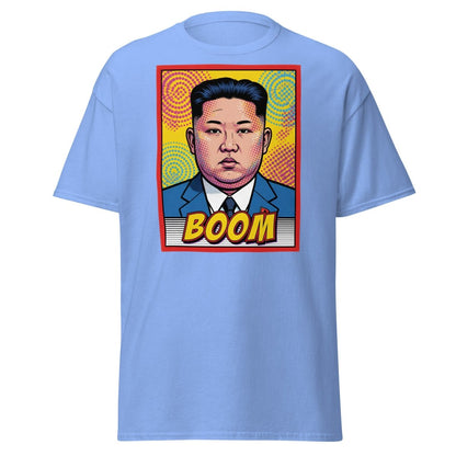 Kim Jong Un BOOM Pop Art T-Shirt | Funny Satire Tee - Carolina Blue - TeeRipple