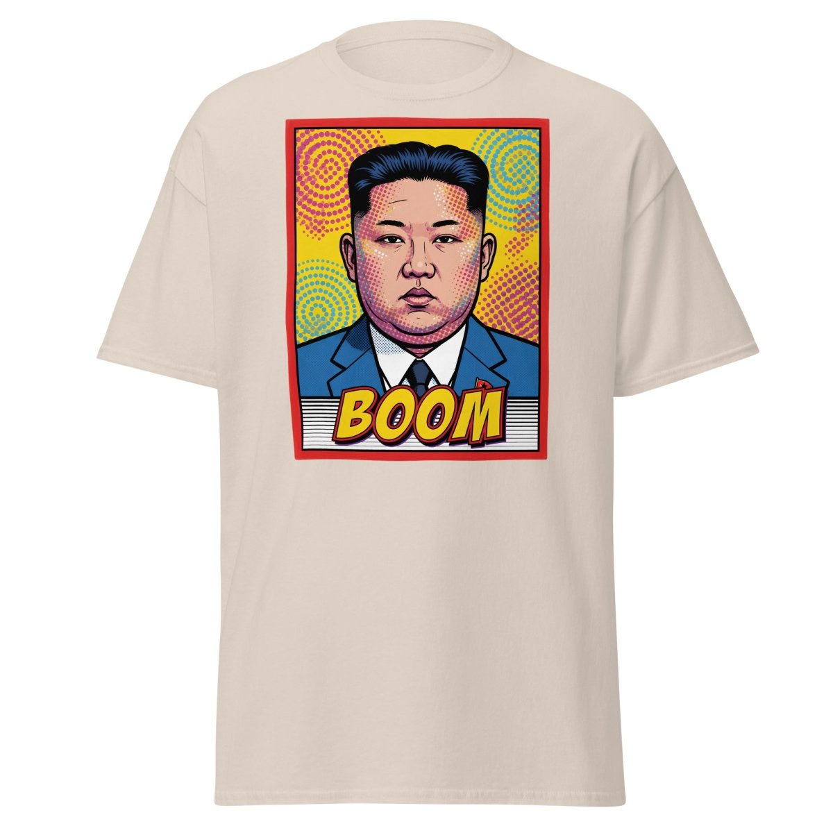 Kim Jong Un BOOM Pop Art T-Shirt | Funny Satire Tee - Natural - TeeRipple