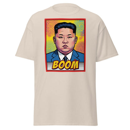 Kim Jong Un BOOM Pop Art T-Shirt | Funny Satire Tee - Natural - TeeRipple