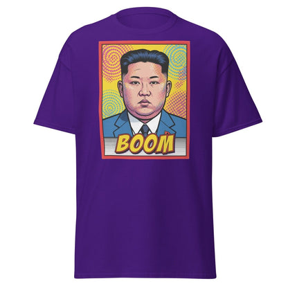 Kim Jong Un BOOM Pop Art T-Shirt | Funny Satire Tee - Purple - TeeRipple
