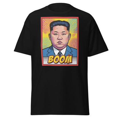 Kim Jong Un BOOM Pop Art T-Shirt | Funny Satire Tee - Black - TeeRipple