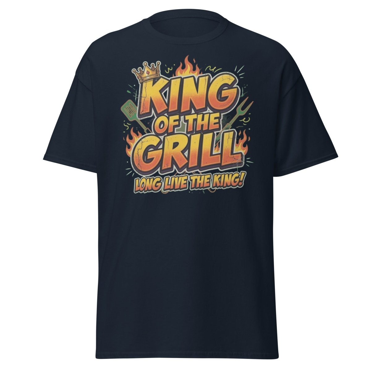 King of the Grill T-Shirt - Funny BBQ King Tee - Navy - TeeRipple