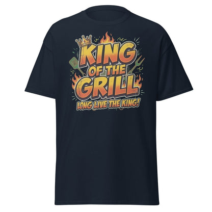King of the Grill T-Shirt - Funny BBQ King Tee - Navy - TeeRipple