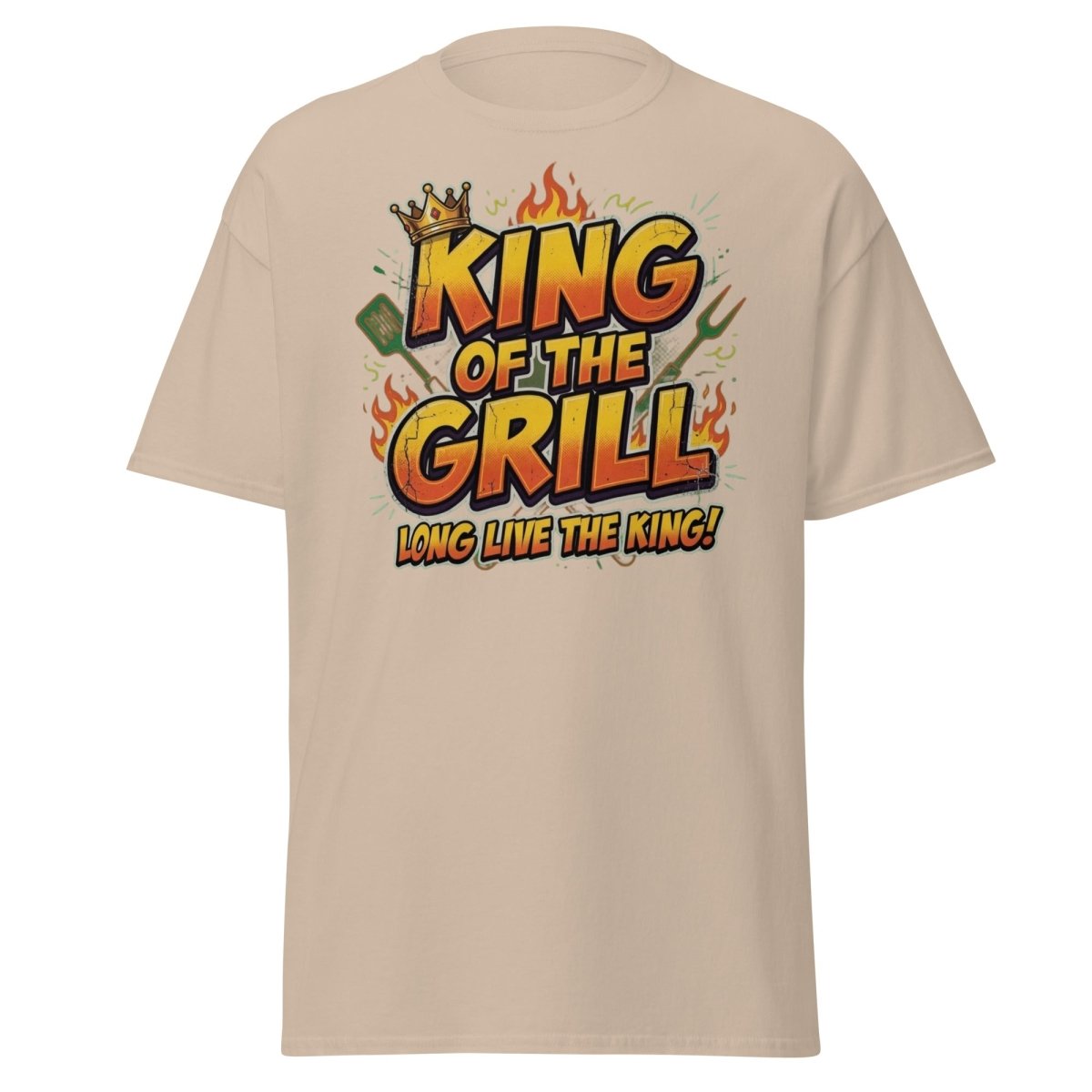 King of the Grill T-Shirt - Funny BBQ King Tee - Sand - TeeRipple