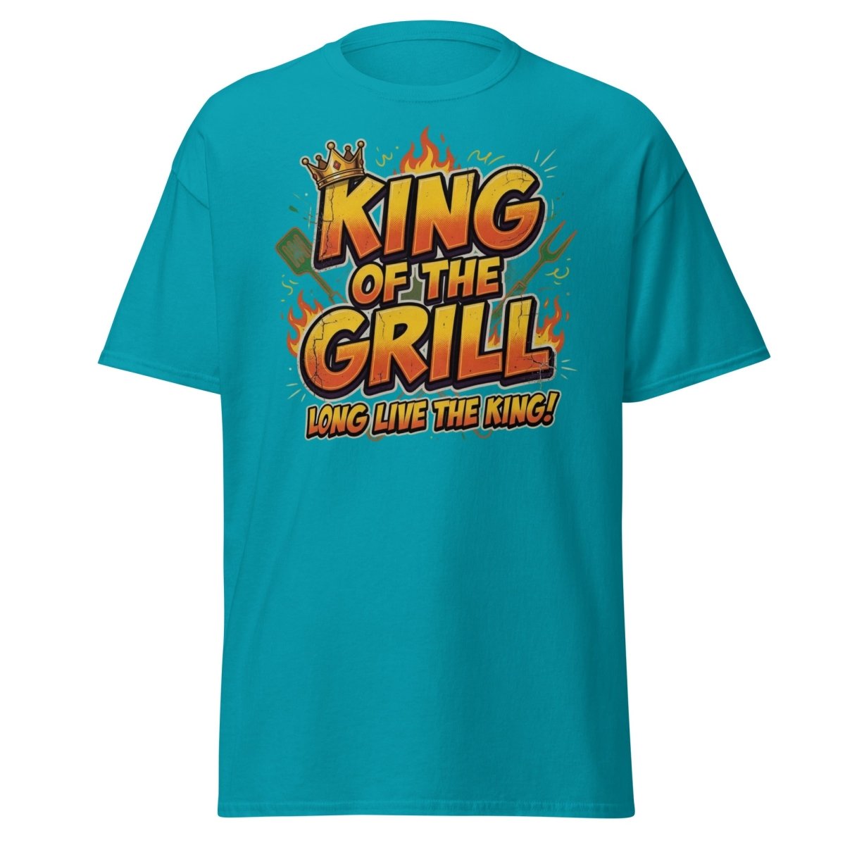 King of the Grill T-Shirt - Funny BBQ King Tee - Tropical Blue - TeeRipple