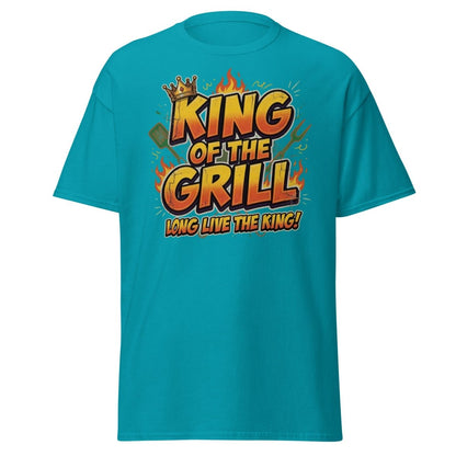 King of the Grill T-Shirt - Funny BBQ King Tee - Tropical Blue - TeeRipple