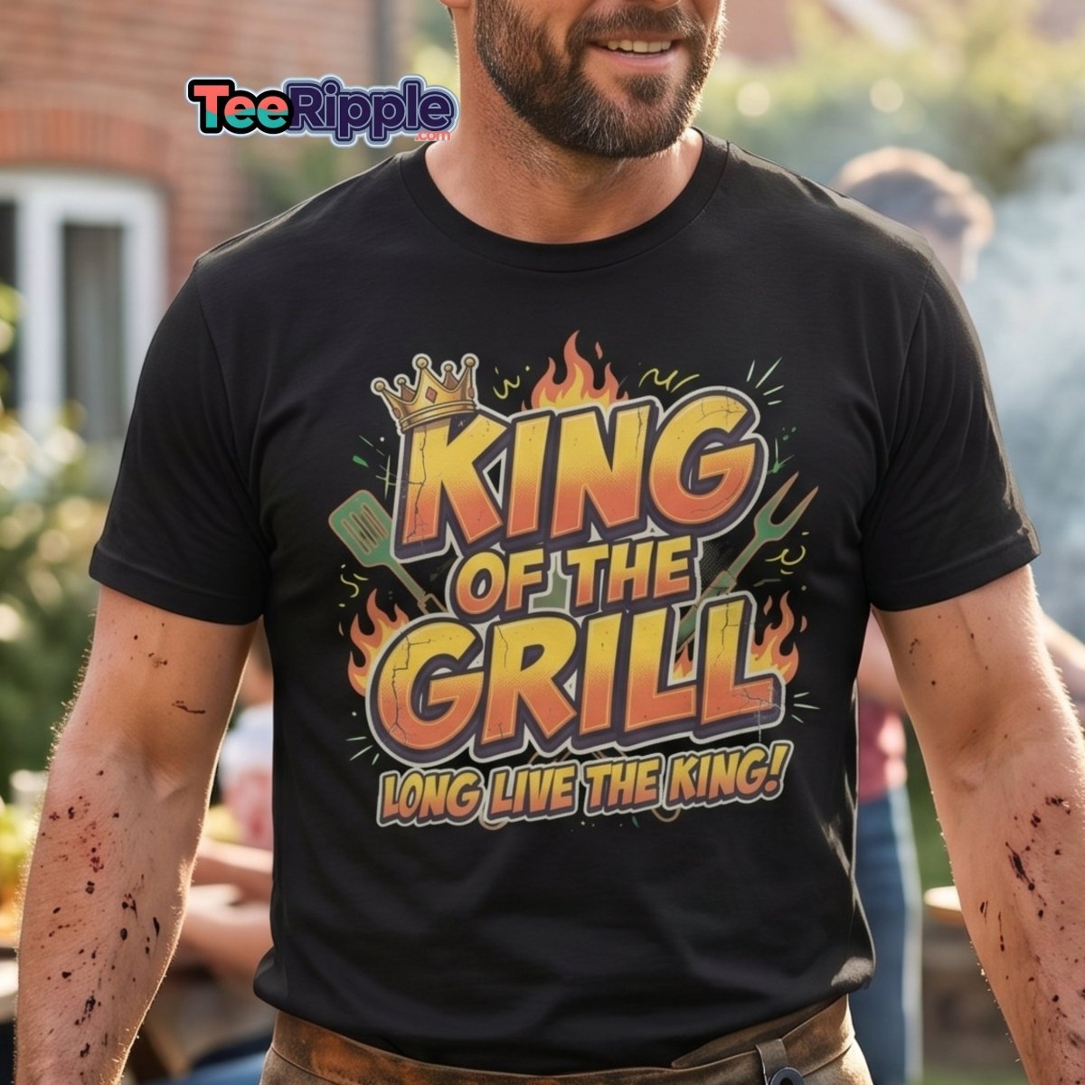 King of the Grill T-Shirt - Funny BBQ King Tee - Maroon - TeeRipple