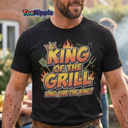 King of the Grill T-Shirt - Funny BBQ King Tee - Maroon - TeeRipple