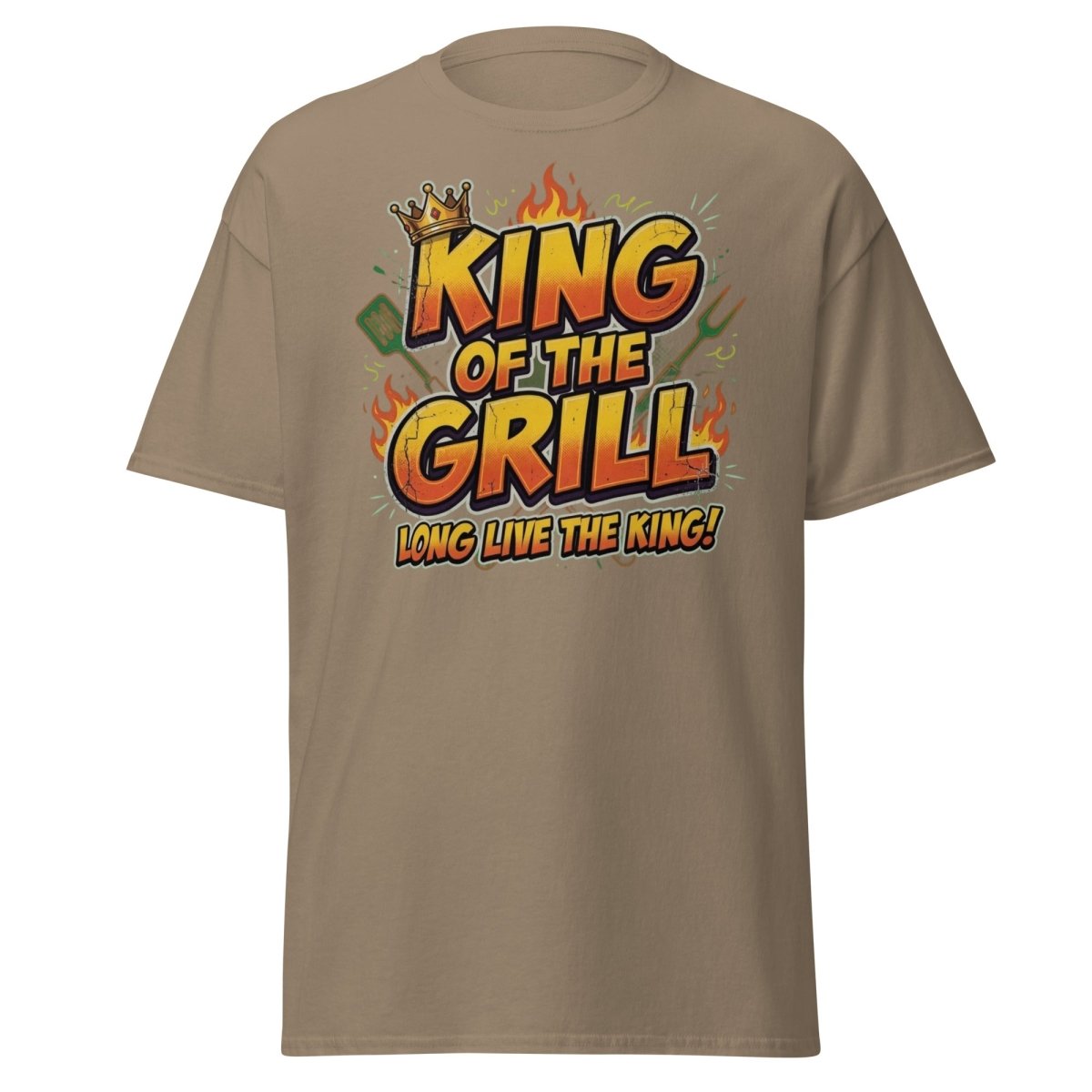 King of the Grill T-Shirt - Funny BBQ King Tee - Brown Savana - TeeRipple