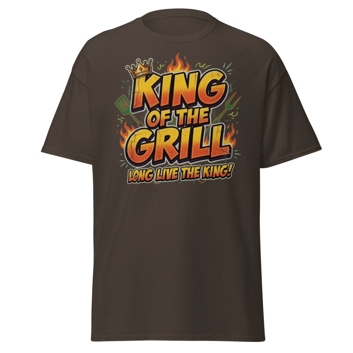 King of the Grill T-Shirt - Funny BBQ King Tee - Dark Chocolate - TeeRipple