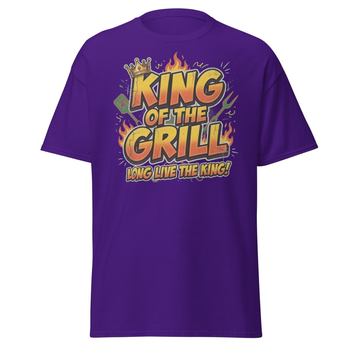 King of the Grill T-Shirt - Funny BBQ King Tee - Purple - TeeRipple