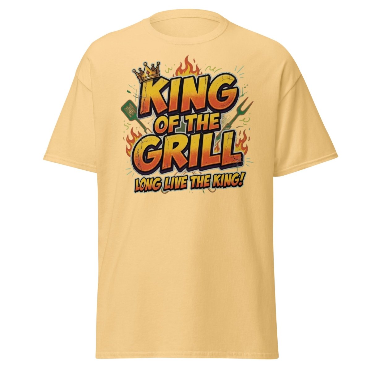 King of the Grill T-Shirt - Funny BBQ King Tee - Yellow Haze - TeeRipple