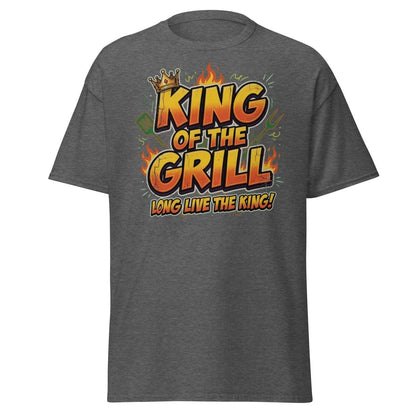 King of the Grill T-Shirt - Funny BBQ King Tee - Dark Heather - TeeRipple