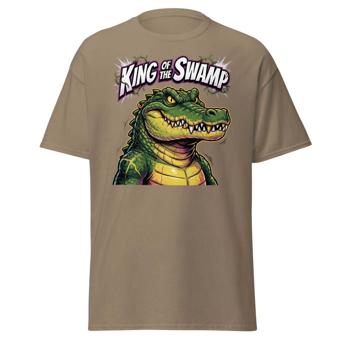 King of the Swamp Alligator T-Shirt | Funny Gator Tee - Brown Savana - TeeRipple