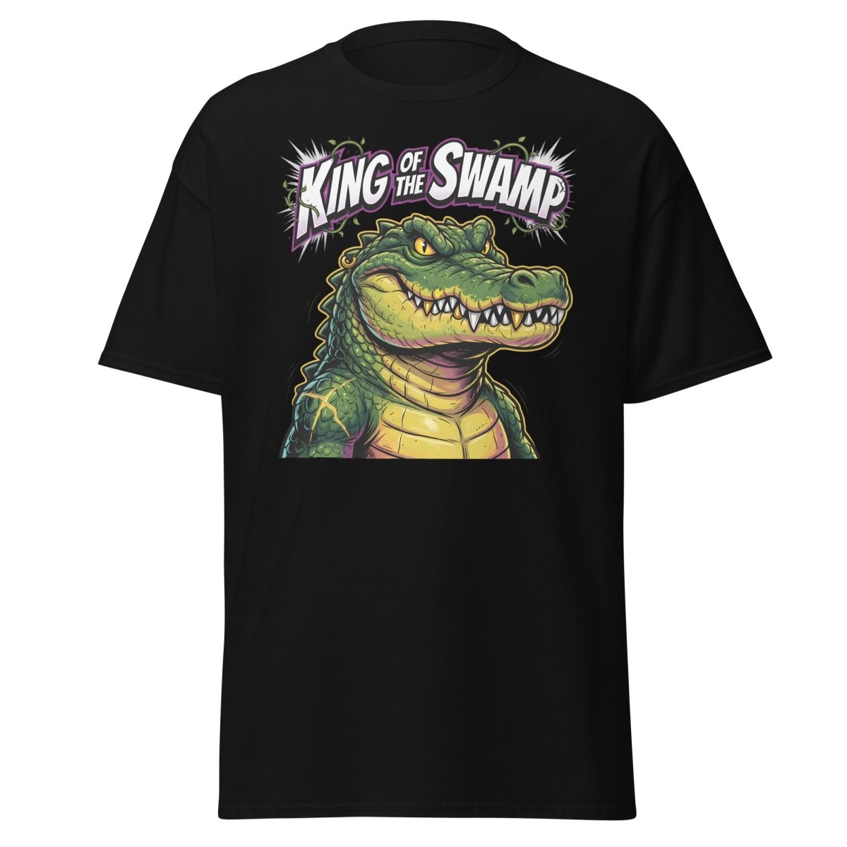 King of the Swamp Alligator T-Shirt | Funny Gator Tee - Black - TeeRipple