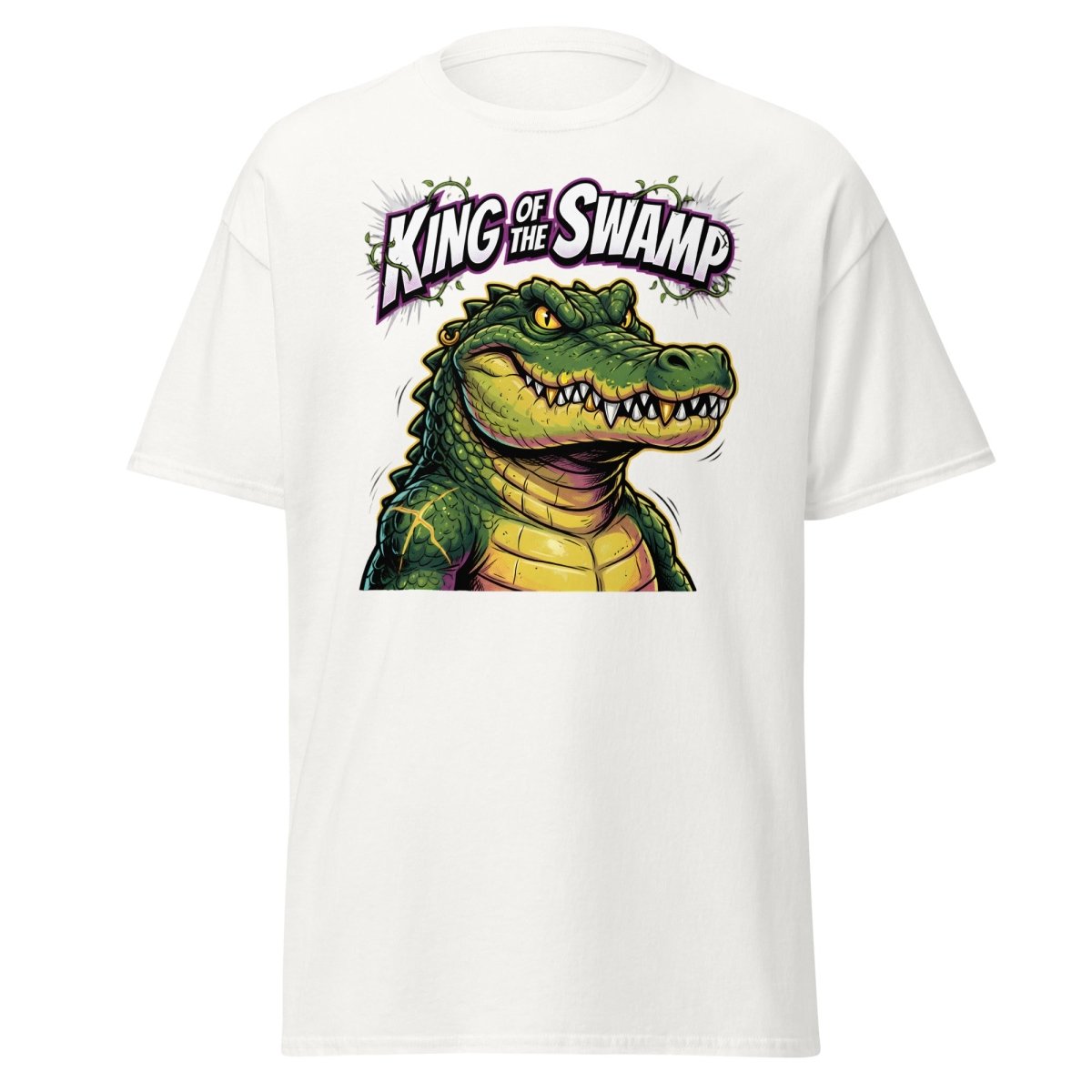 King of the Swamp Alligator T-Shirt | Funny Gator Tee - White - TeeRipple