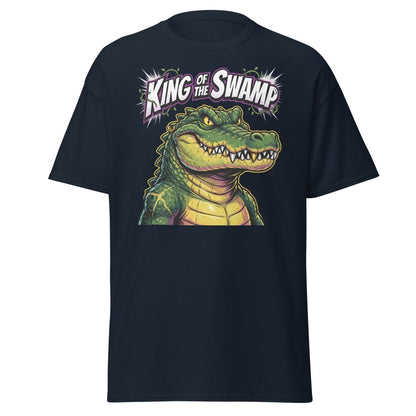 King of the Swamp Alligator T-Shirt | Funny Gator Tee - Navy - TeeRipple