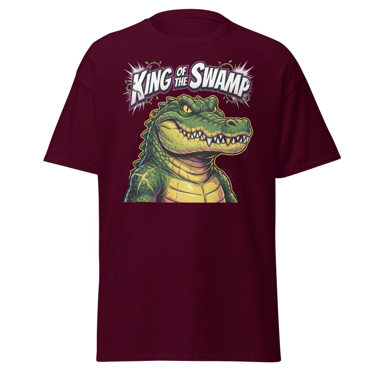 King of the Swamp Alligator T-Shirt | Funny Gator Tee - Maroon - TeeRipple