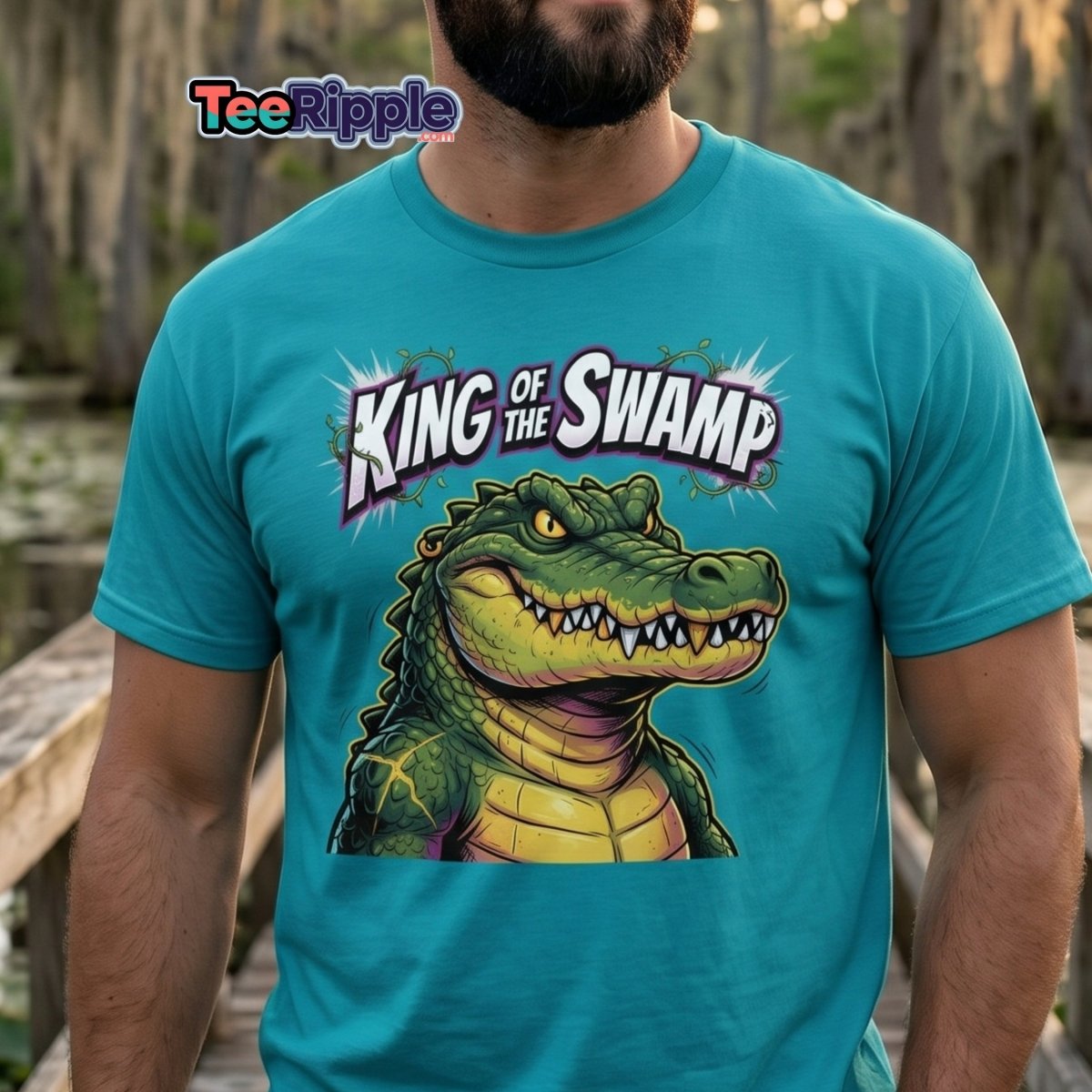 King of the Swamp Alligator T-Shirt | Funny Gator Tee - Maroon - TeeRipple