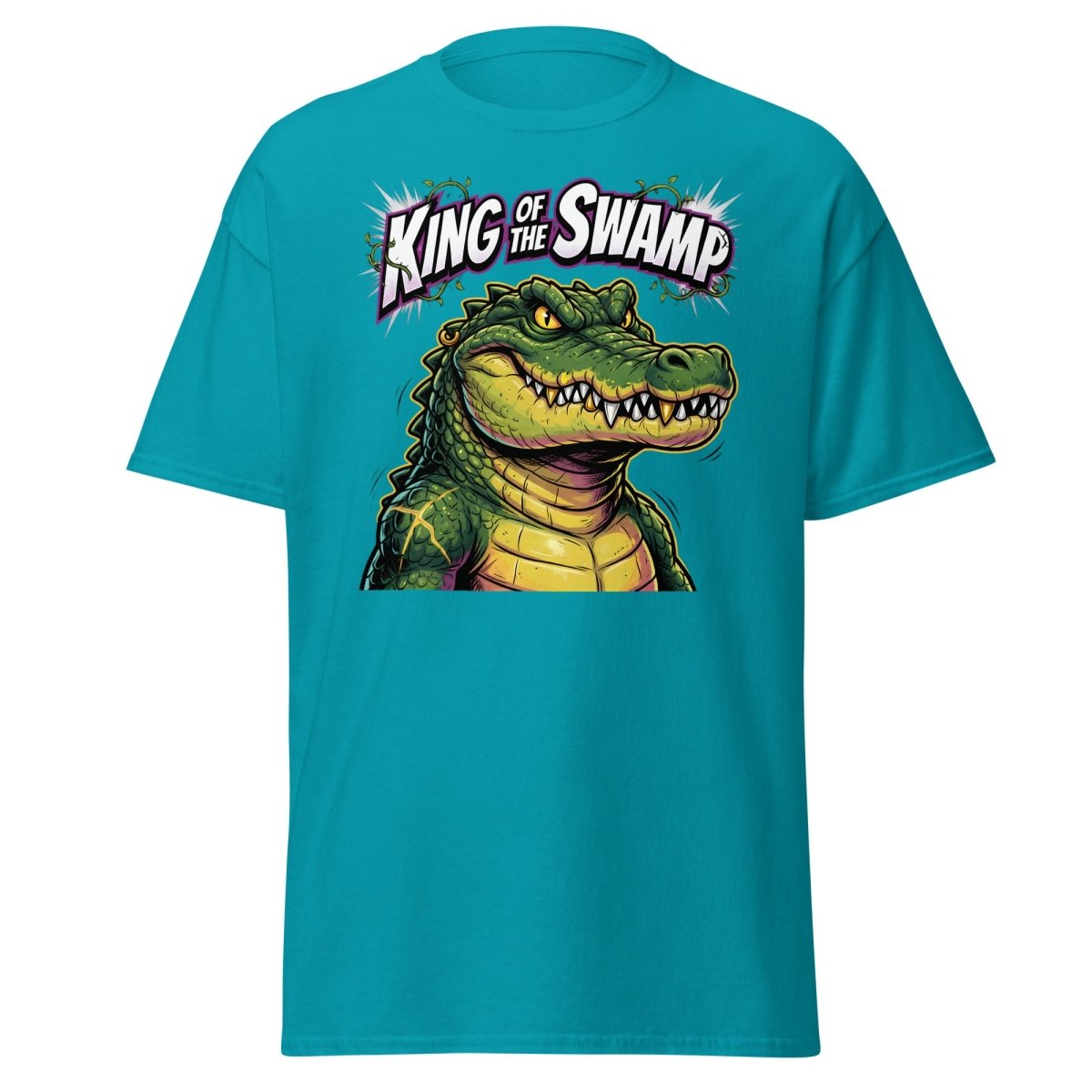 King of the Swamp Alligator T-Shirt | Funny Gator Tee - Tropical Blue - TeeRipple