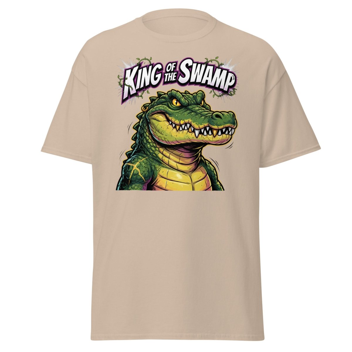King of the Swamp Alligator T-Shirt | Funny Gator Tee - Sand - TeeRipple