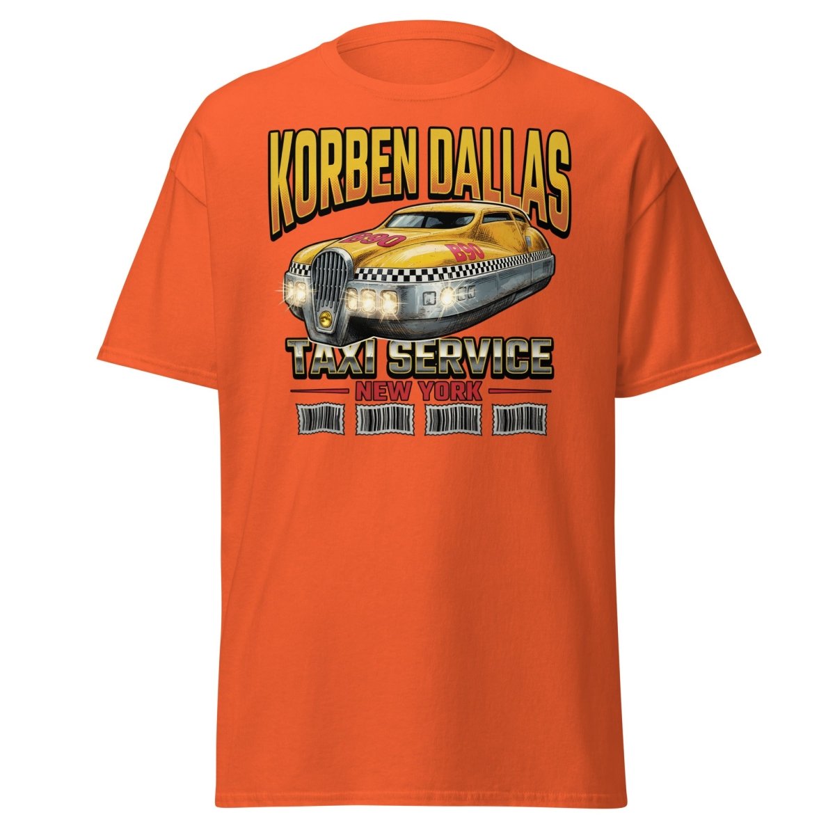 Korben Dallas Taxi Service New York T-Shirt – Fifth Element Tee - Orange - TeeRipple