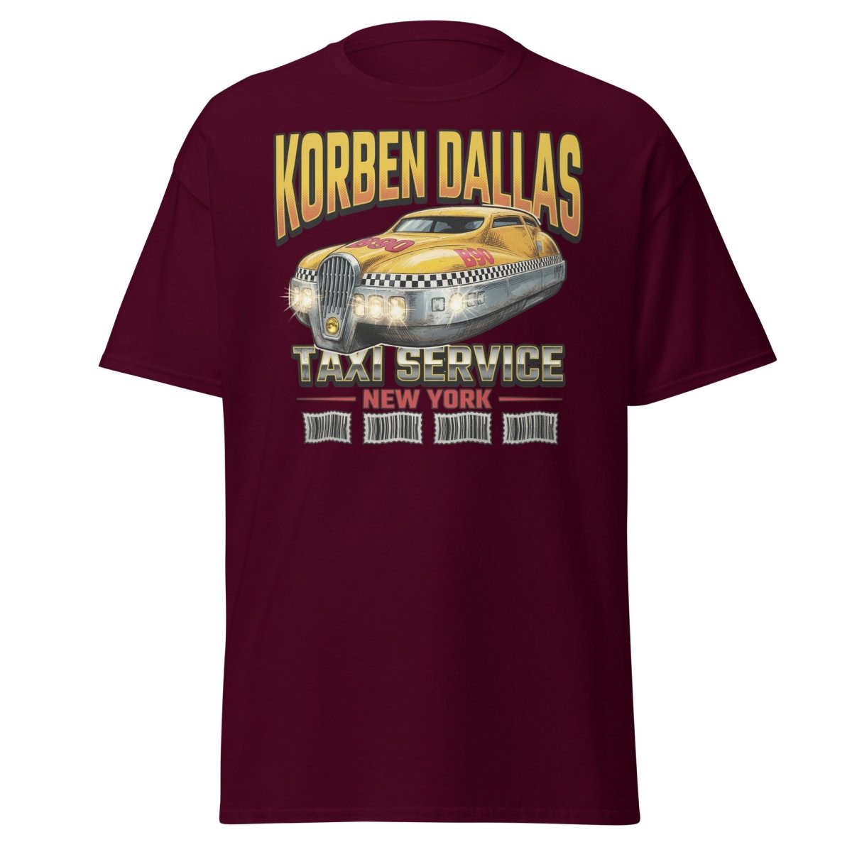 Korben Dallas Taxi Service New York T-Shirt – Fifth Element Tee - Maroon - TeeRipple