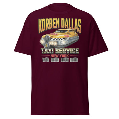 Korben Dallas Taxi Service New York T-Shirt – Fifth Element Tee - Maroon - TeeRipple
