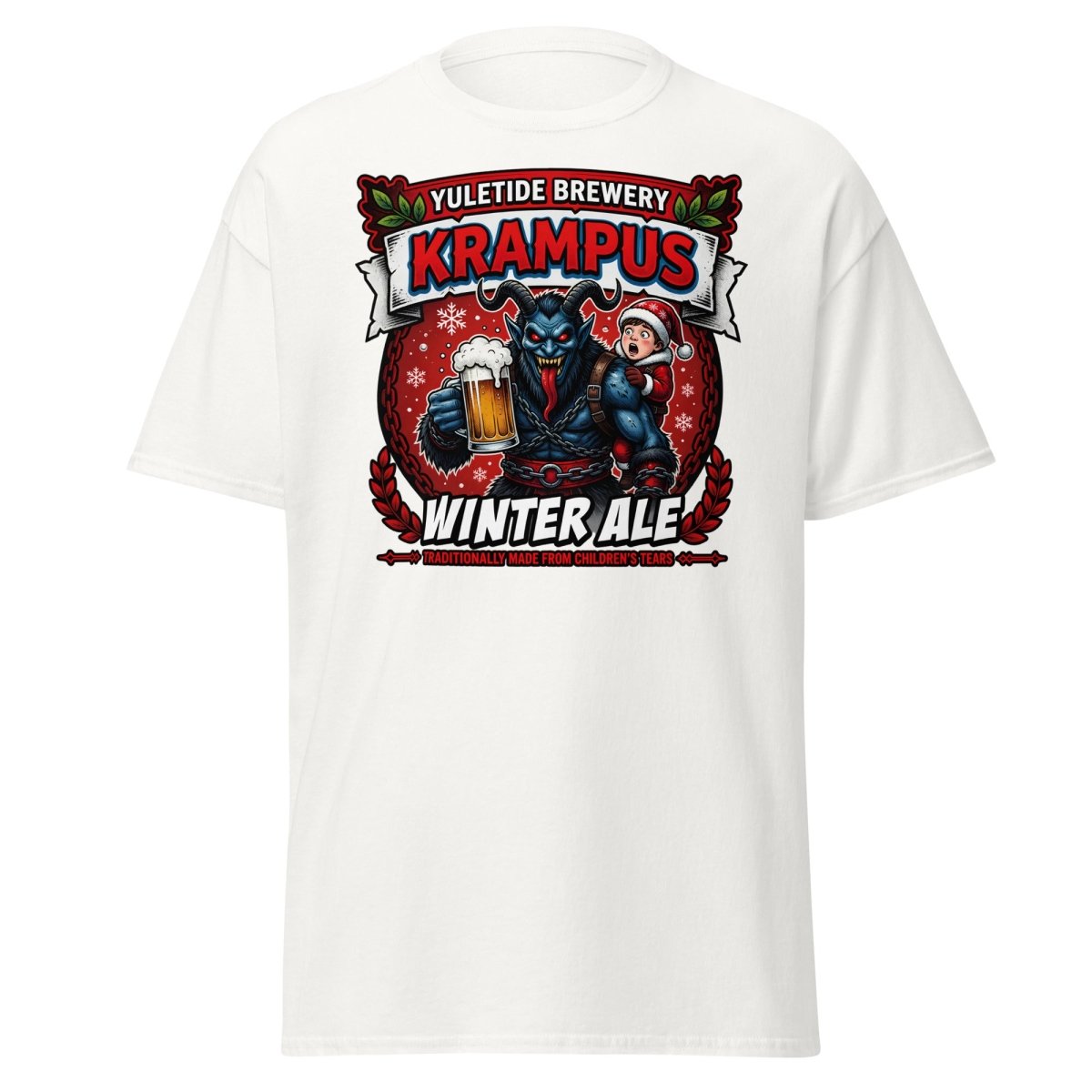 Krampus Winter Ale T-Shirt - Funny Yuletide Brewery Christmas Tee - White - TeeRipple