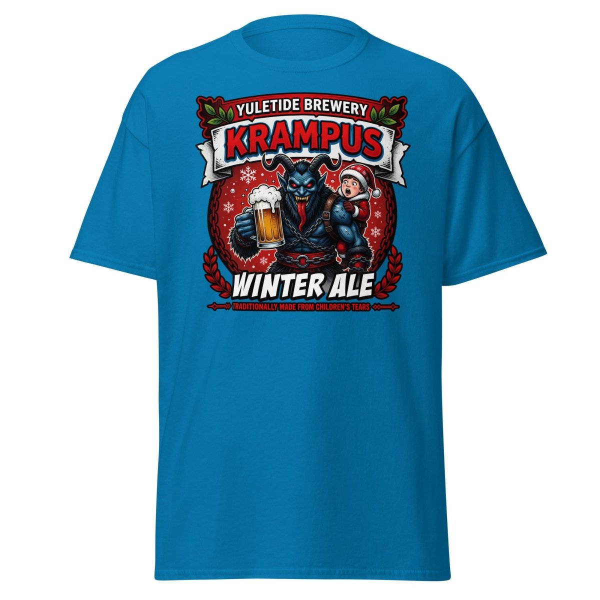 Krampus Winter Ale T-Shirt - Funny Yuletide Brewery Christmas Tee - Sapphire - TeeRipple
