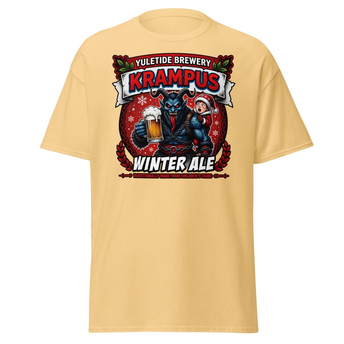 Krampus Winter Ale T-Shirt - Funny Yuletide Brewery Christmas Tee - Yellow Haze - TeeRipple