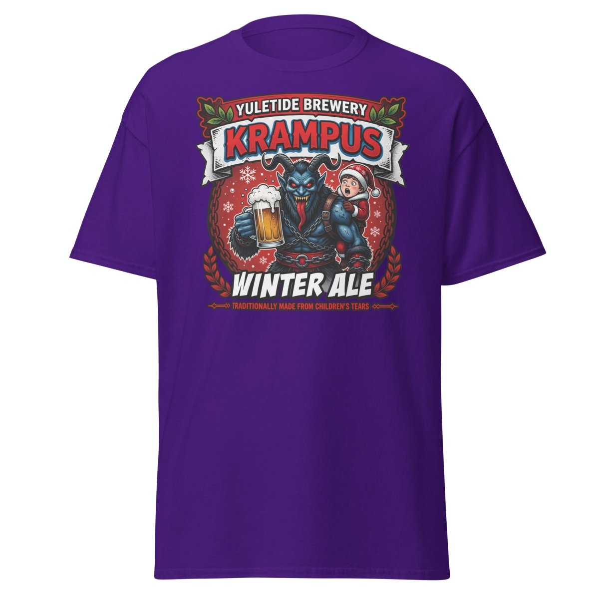 Krampus Winter Ale T-Shirt - Funny Yuletide Brewery Christmas Tee - Purple - TeeRipple