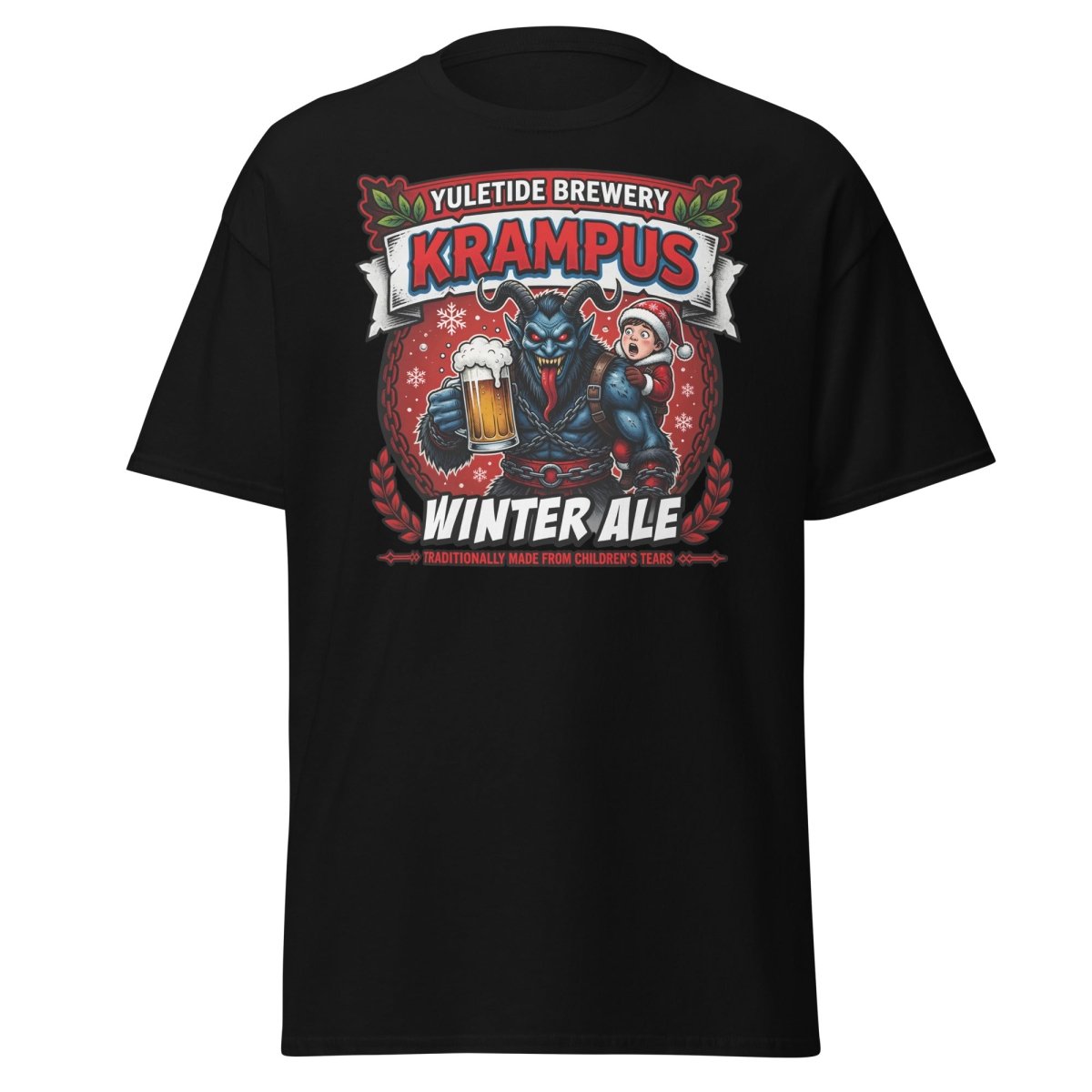 Krampus Winter Ale T-Shirt - Funny Yuletide Brewery Christmas Tee - Black - TeeRipple