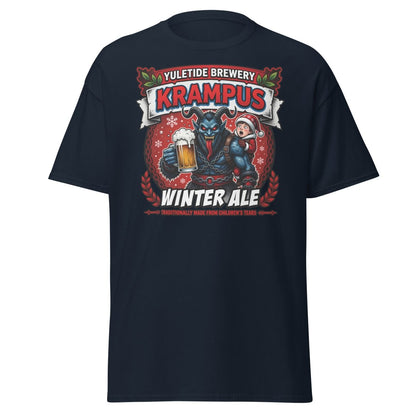 Krampus Winter Ale T-Shirt - Funny Yuletide Brewery Christmas Tee - Navy - TeeRipple