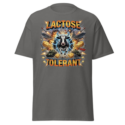 Lactose Tolerant Cow T-Shirt Funny Dairy Pun - Charcoal - TeeRipple