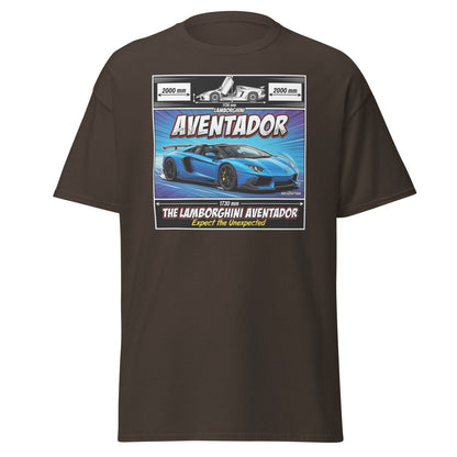 Lamborghini Aventador Roadster T-Shirt – Blue Supercar Graphic Tee - Dark Chocolate - TeeRipple
