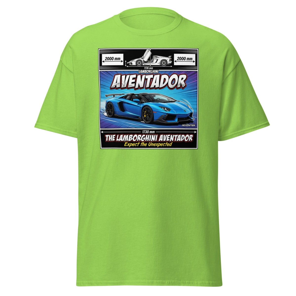 Lamborghini Aventador Roadster T-Shirt – Blue Supercar Graphic Tee - Lime - TeeRipple