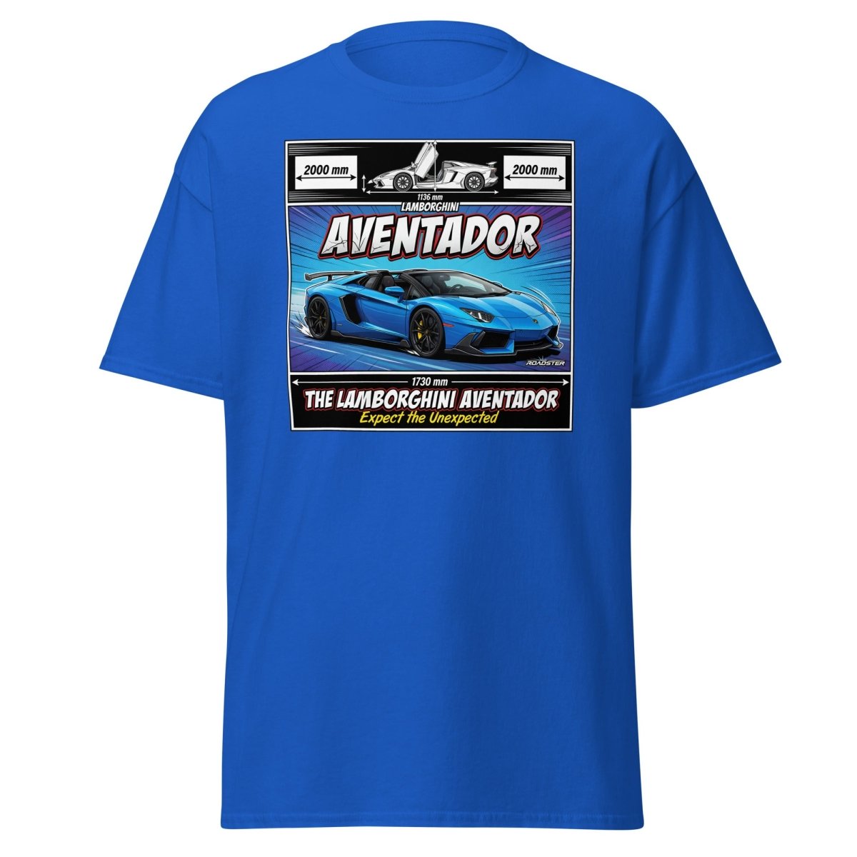 Lamborghini Aventador Roadster T-Shirt – Blue Supercar Graphic Tee - Royal - TeeRipple