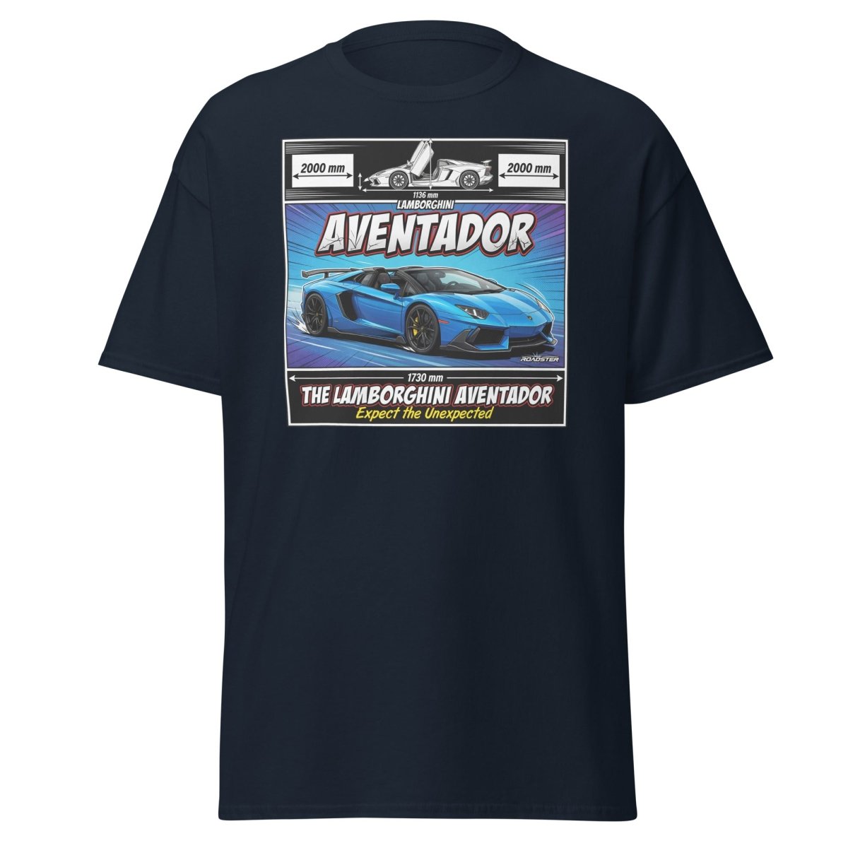 Lamborghini Aventador Roadster T-Shirt – Blue Supercar Graphic Tee - Navy - TeeRipple