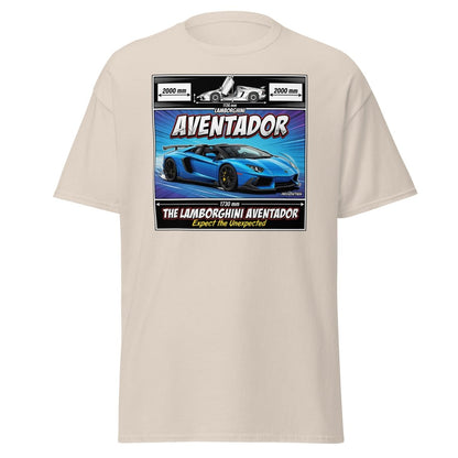 Lamborghini Aventador Roadster T-Shirt – Blue Supercar Graphic Tee - Natural - TeeRipple