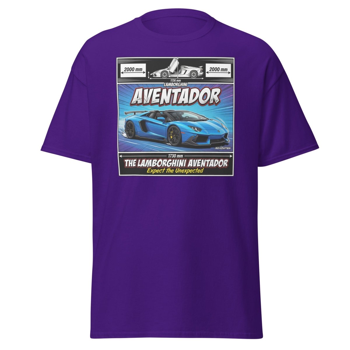 Lamborghini Aventador Roadster T-Shirt – Blue Supercar Graphic Tee - Purple - TeeRipple