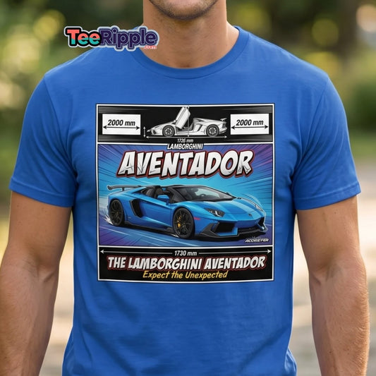 Lamborghini Aventador Roadster T-Shirt – Blue Supercar Graphic Tee - Maroon - TeeRipple
