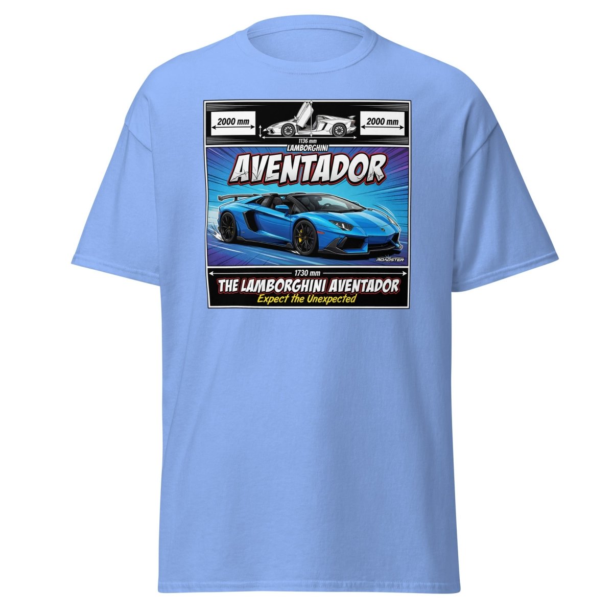 Lamborghini Aventador Roadster T-Shirt – Blue Supercar Graphic Tee - Carolina Blue - TeeRipple