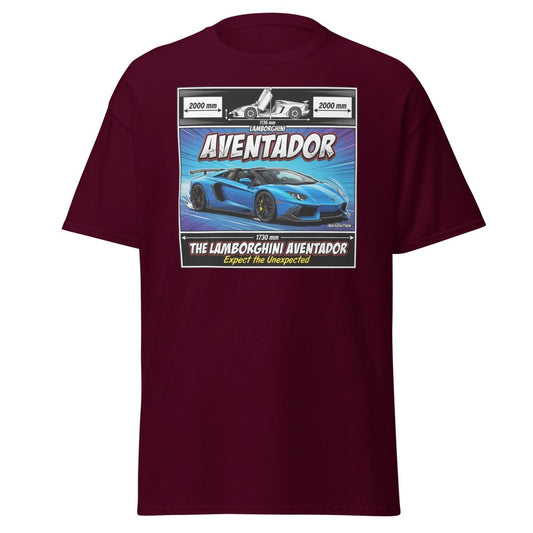 Lamborghini Aventador Roadster T-Shirt – Blue Supercar Graphic Tee - Maroon - TeeRipple