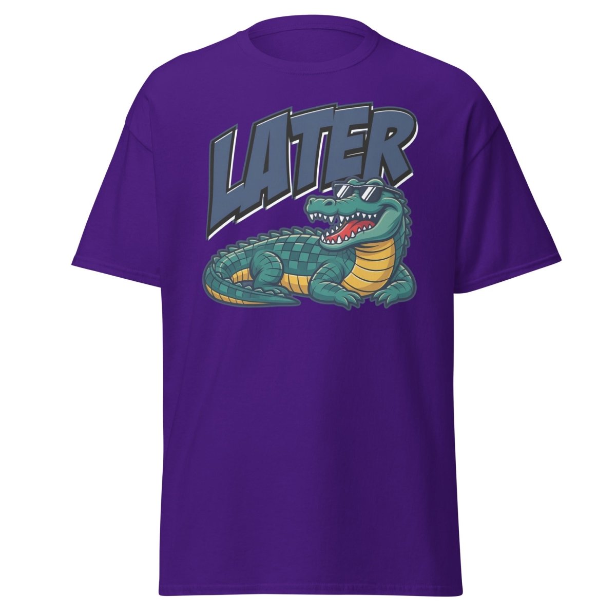 Later Alligator T-Shirt – Funny Cool Croc Tee - Purple - TeeRipple
