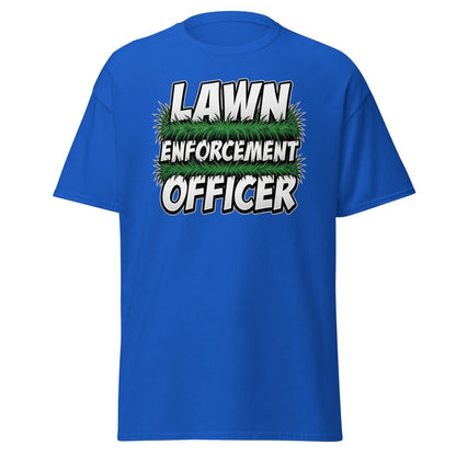 Lawn Enforcement Officer Funny Gardening T-Shirt - Royal - TeeRipple
